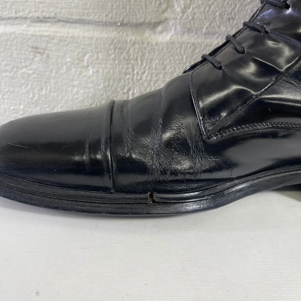 Gucci Men's Black‎ Leather Cap Toe Ankle Boots Dress Shoes Lace up Size 9.5 US